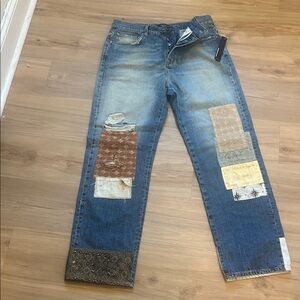 AMIRI Blue and Brown Patchwork Relaxed Jeans